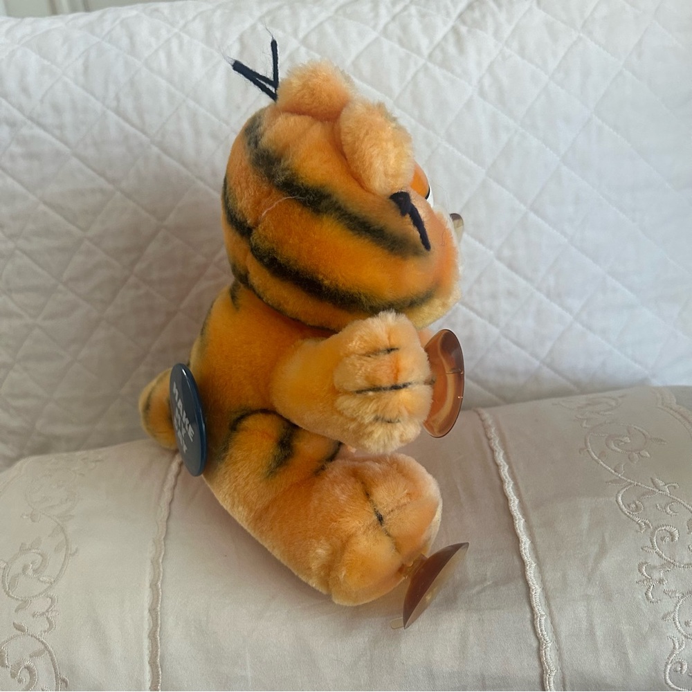 Vintage 80s Garfield Window Cling Make My Day Plush Suction Cup Car Display RARE - Picture 4 of 11